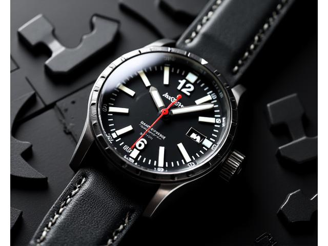 Modern pilot watch with black dial and luminous markers