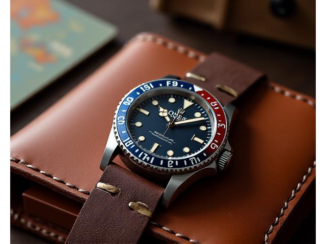 GMT watch with dual time zone function